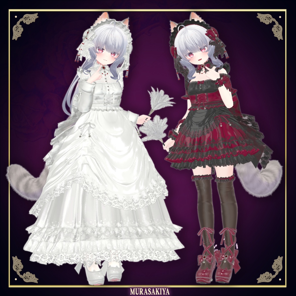 複数アバター対応 麗猫メイド Victorian Whiskers Maid 猫セット付 #MURASAKIYA