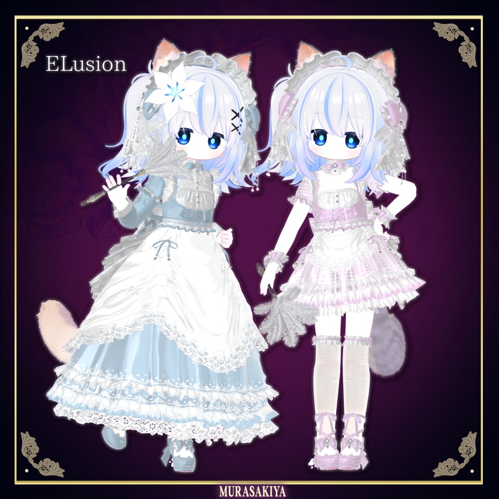 複数アバター対応 麗猫メイド Victorian Whiskers Maid 猫セット付 #MURASAKIYA