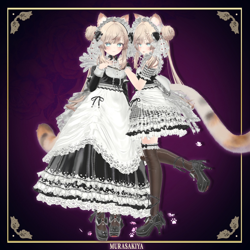 複数アバター対応 麗猫メイド Victorian Whiskers Maid 猫セット付 #MURASAKIYA