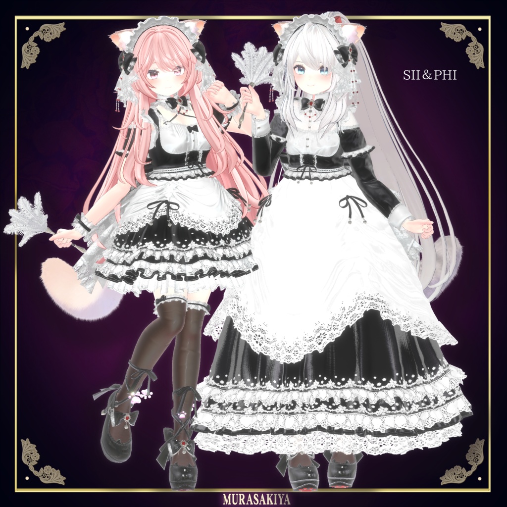 複数アバター対応 麗猫メイド Victorian Whiskers Maid 猫セット付 #MURASAKIYA