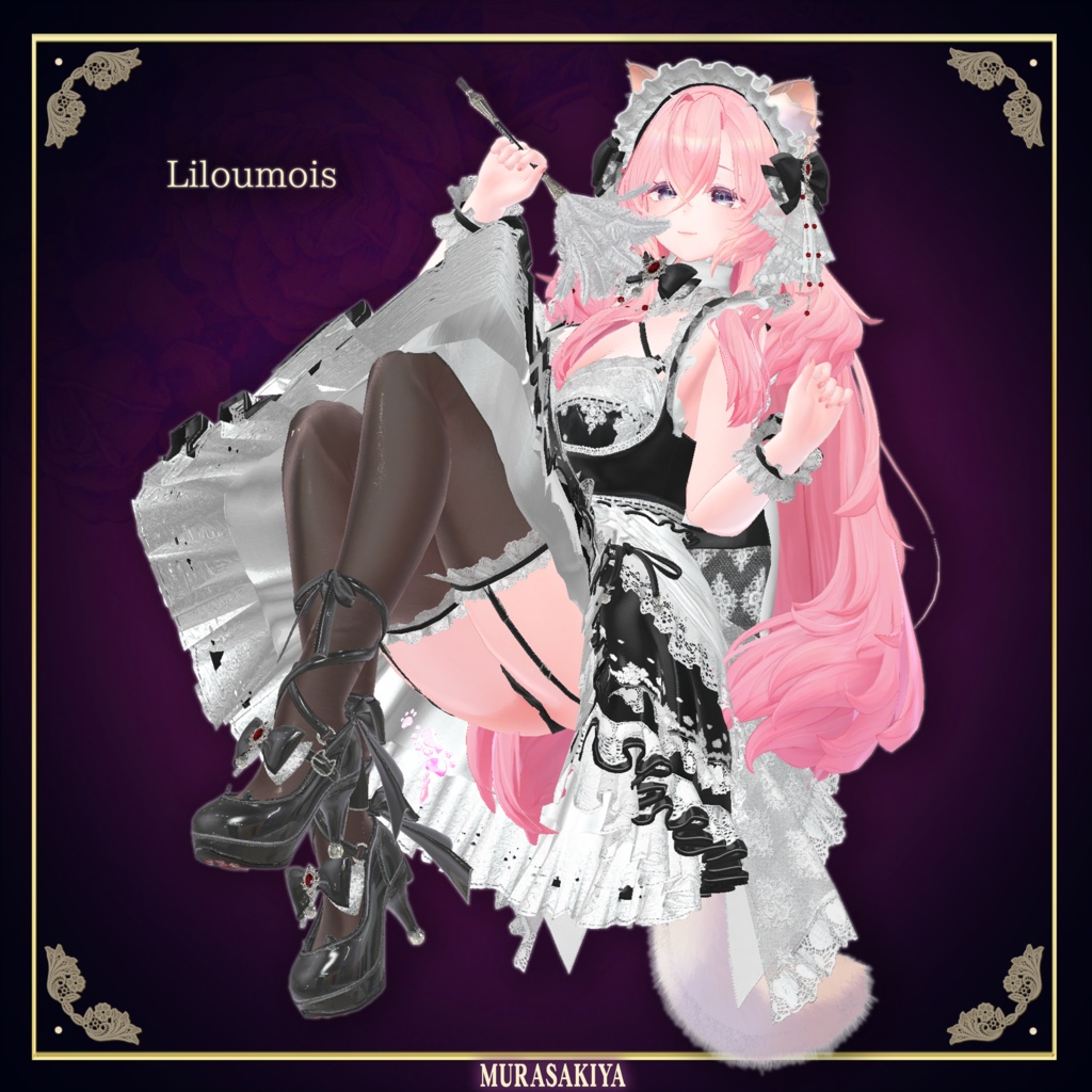 複数アバター対応 麗猫メイド Victorian Whiskers Maid 猫セット付 #MURASAKIYA
