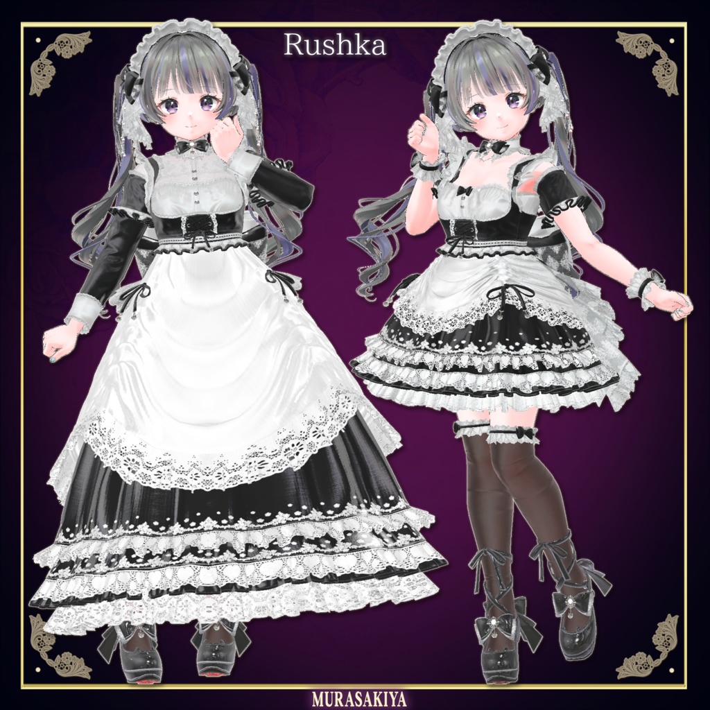 複数アバター対応 麗猫メイド Victorian Whiskers Maid 猫セット付 #MURASAKIYA