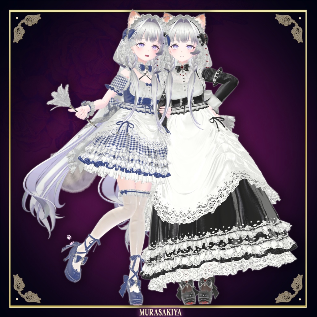 複数アバター対応 麗猫メイド Victorian Whiskers Maid 猫セット付 #MURASAKIYA