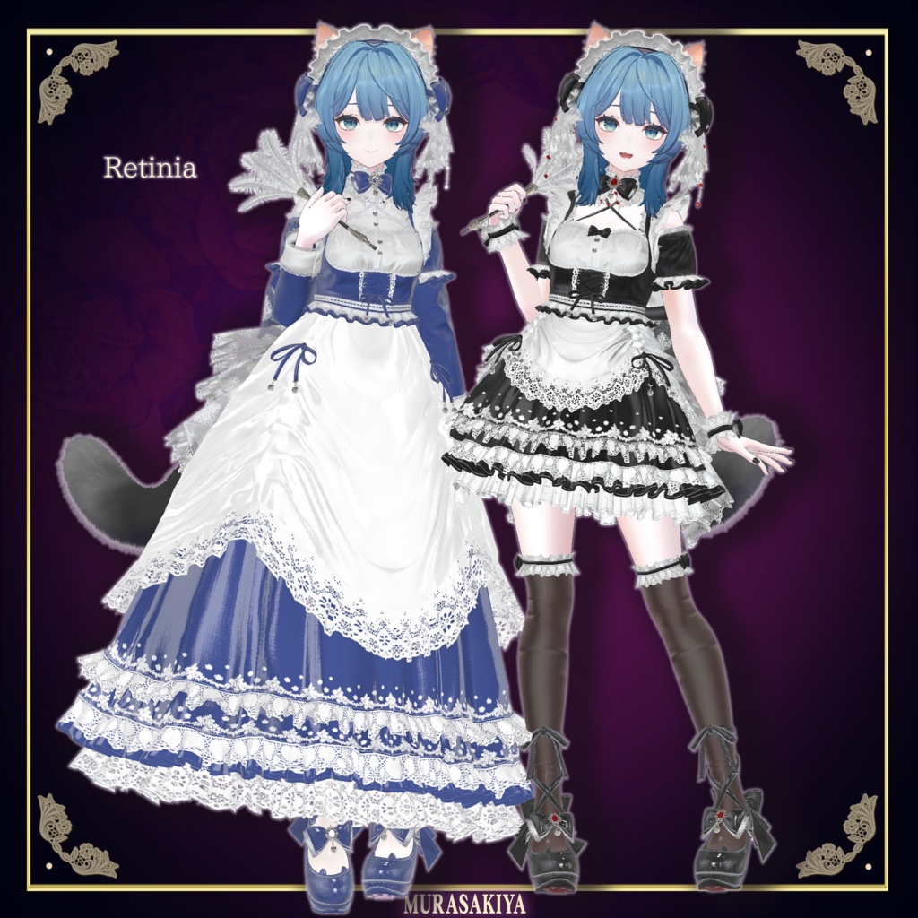 複数アバター対応 麗猫メイド Victorian Whiskers Maid 猫セット付 #MURASAKIYA