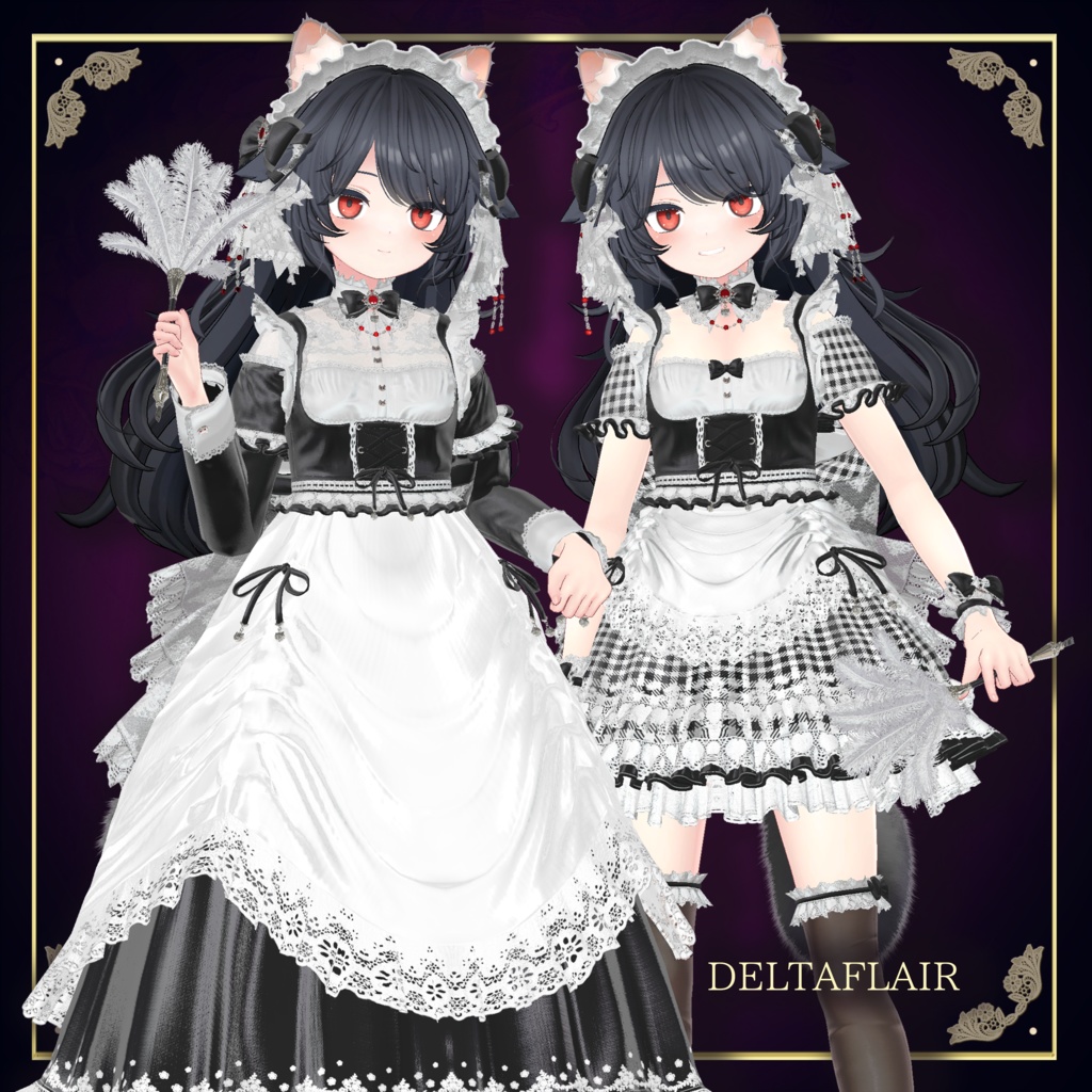 複数アバター対応 麗猫メイド Victorian Whiskers Maid 猫セット付 #MURASAKIYA