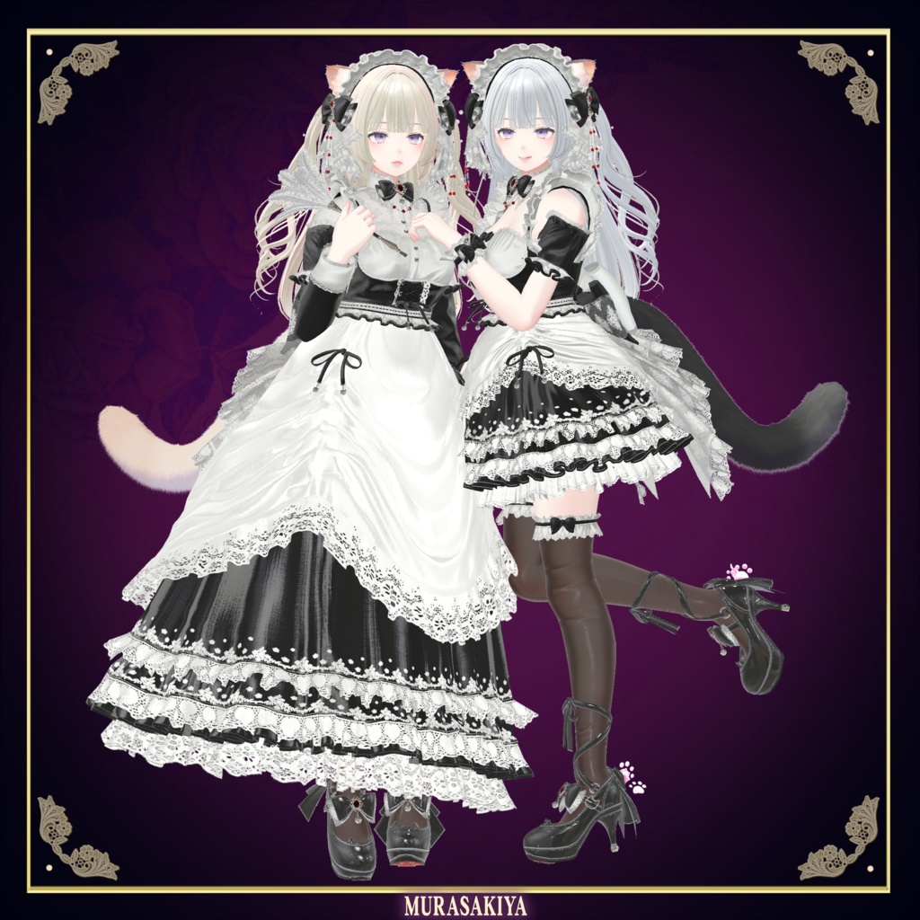複数アバター対応 麗猫メイド Victorian Whiskers Maid 猫セット付 #MURASAKIYA