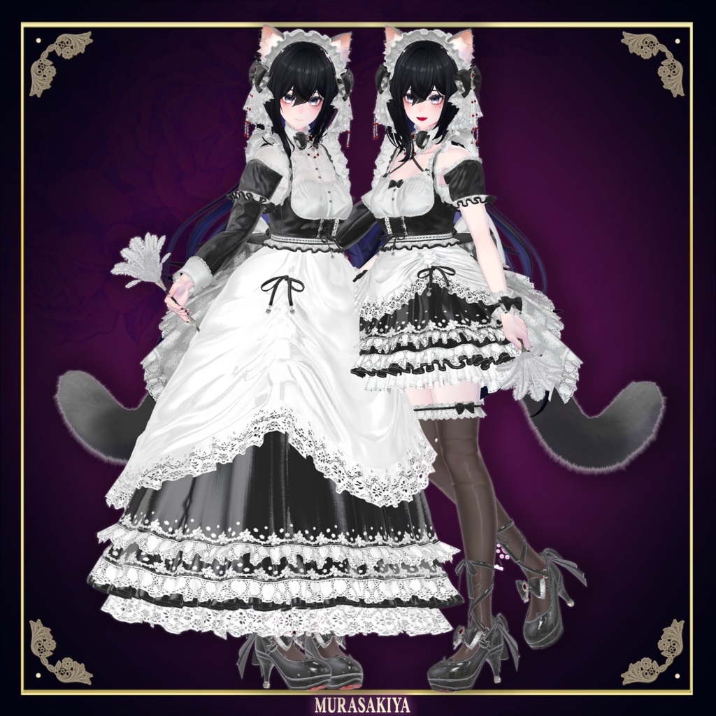 複数アバター対応 麗猫メイド Victorian Whiskers Maid 猫セット付 #MURASAKIYA