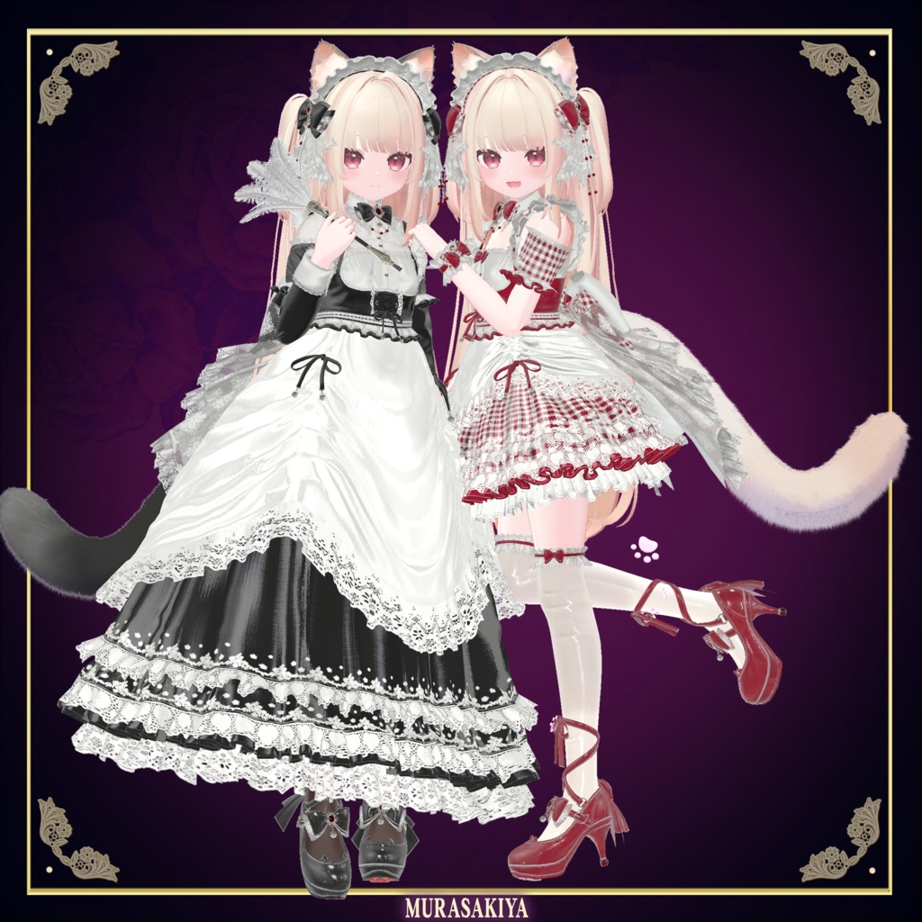 複数アバター対応 麗猫メイド Victorian Whiskers Maid 猫セット付 #MURASAKIYA