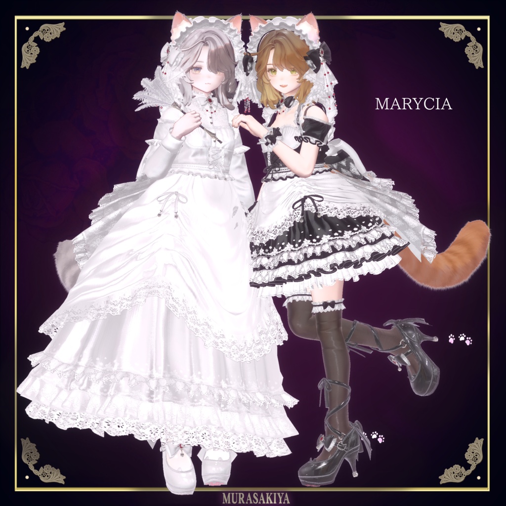 複数アバター対応 麗猫メイド Victorian Whiskers Maid 猫セット付 #MURASAKIYA