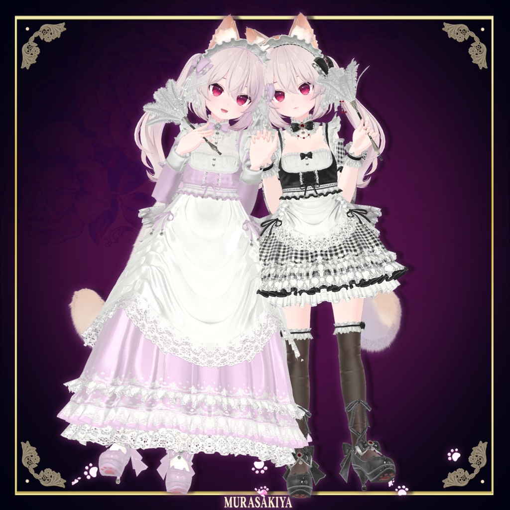 複数アバター対応 麗猫メイド Victorian Whiskers Maid 猫セット付 #MURASAKIYA