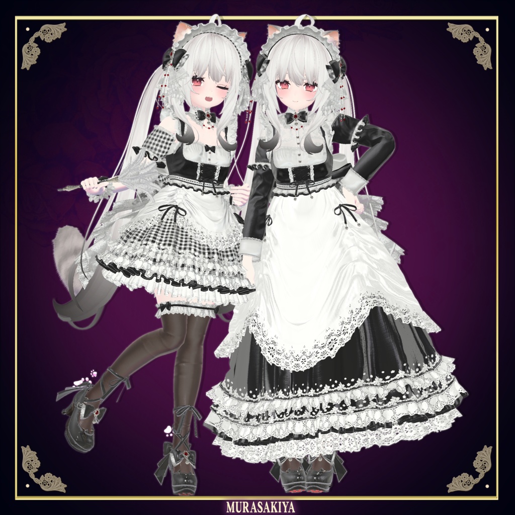 複数アバター対応 麗猫メイド Victorian Whiskers Maid 猫セット付 #MURASAKIYA