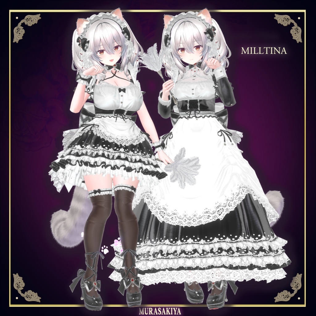 複数アバター対応 麗猫メイド Victorian Whiskers Maid 猫セット付 #MURASAKIYA