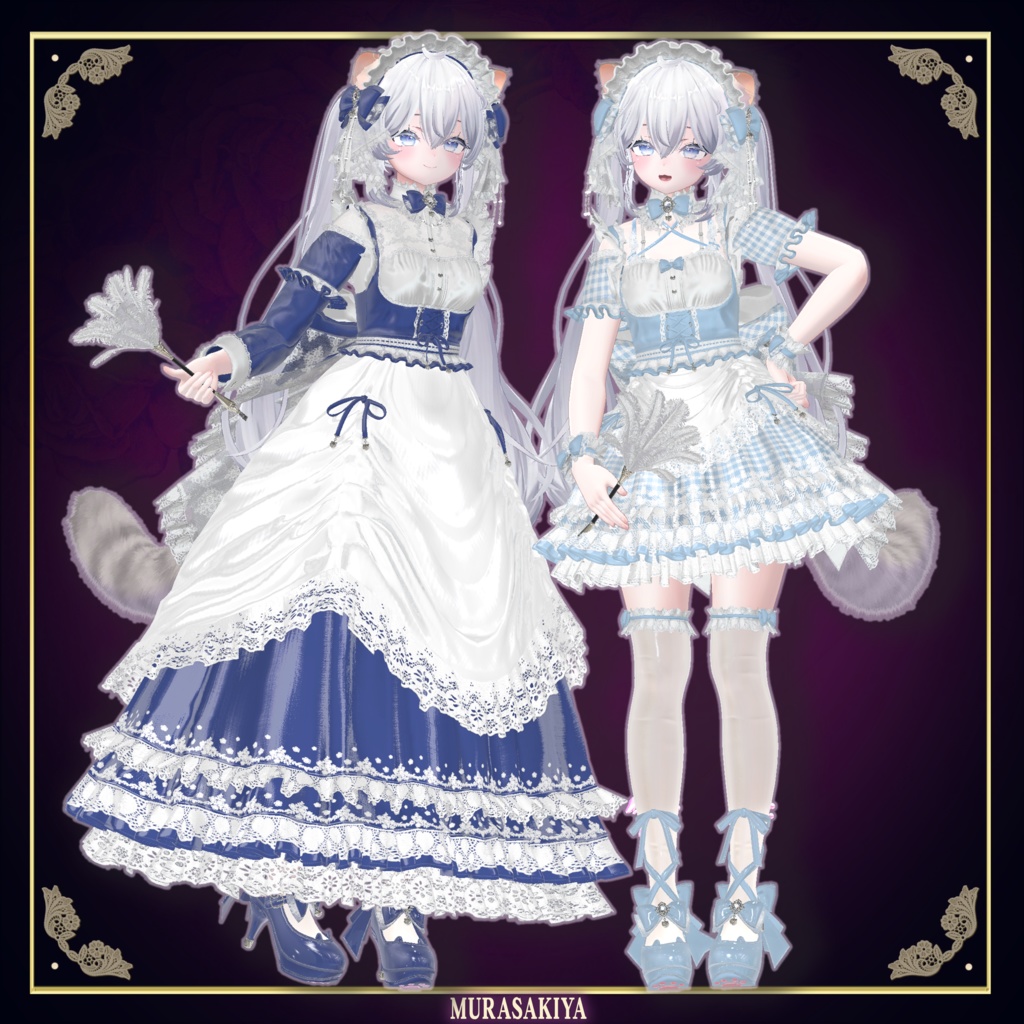 複数アバター対応 麗猫メイド Victorian Whiskers Maid 猫セット付 #MURASAKIYA