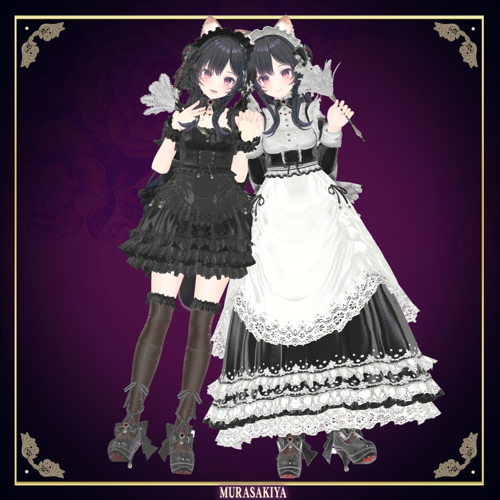 複数アバター対応 麗猫メイド Victorian Whiskers Maid 猫セット付 #MURASAKIYA