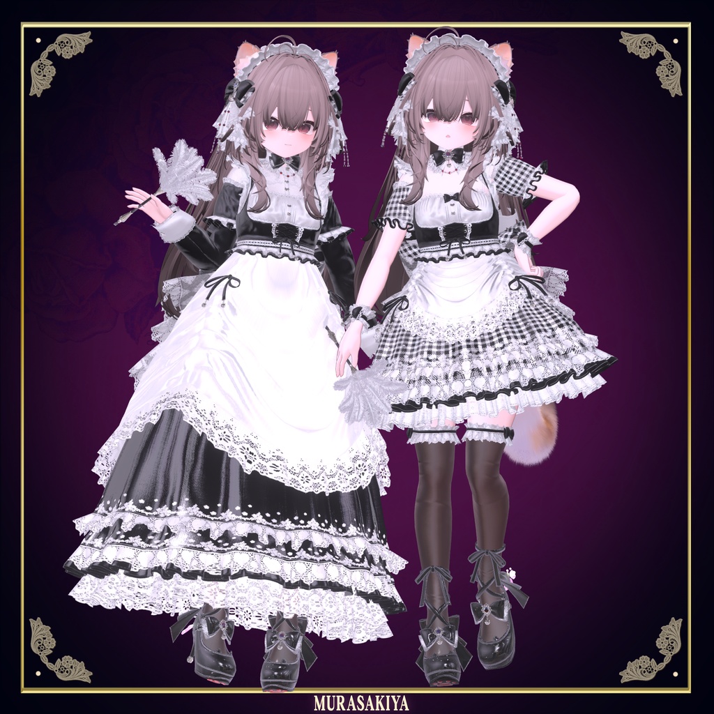 複数アバター対応 麗猫メイド Victorian Whiskers Maid 猫セット付 #MURASAKIYA