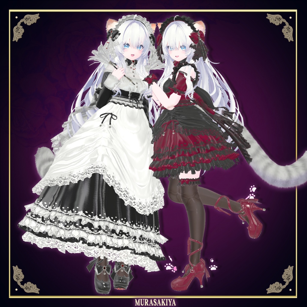 複数アバター対応 麗猫メイド Victorian Whiskers Maid 猫セット付 #MURASAKIYA