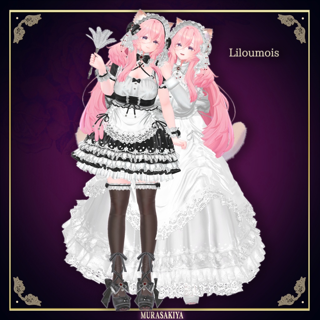 複数アバター対応 麗猫メイド Victorian Whiskers Maid 猫セット付 #MURASAKIYA