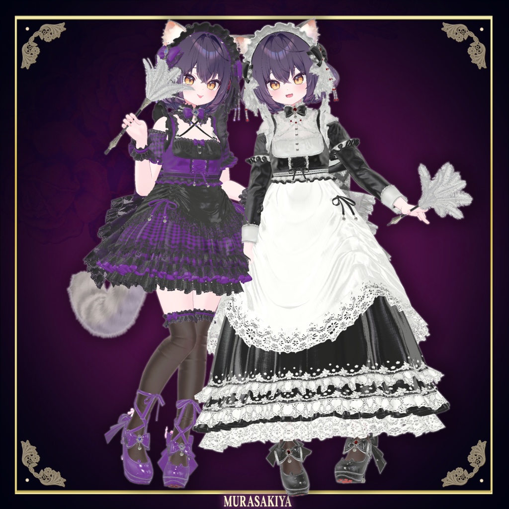 複数アバター対応 麗猫メイド Victorian Whiskers Maid 猫セット付 #MURASAKIYA