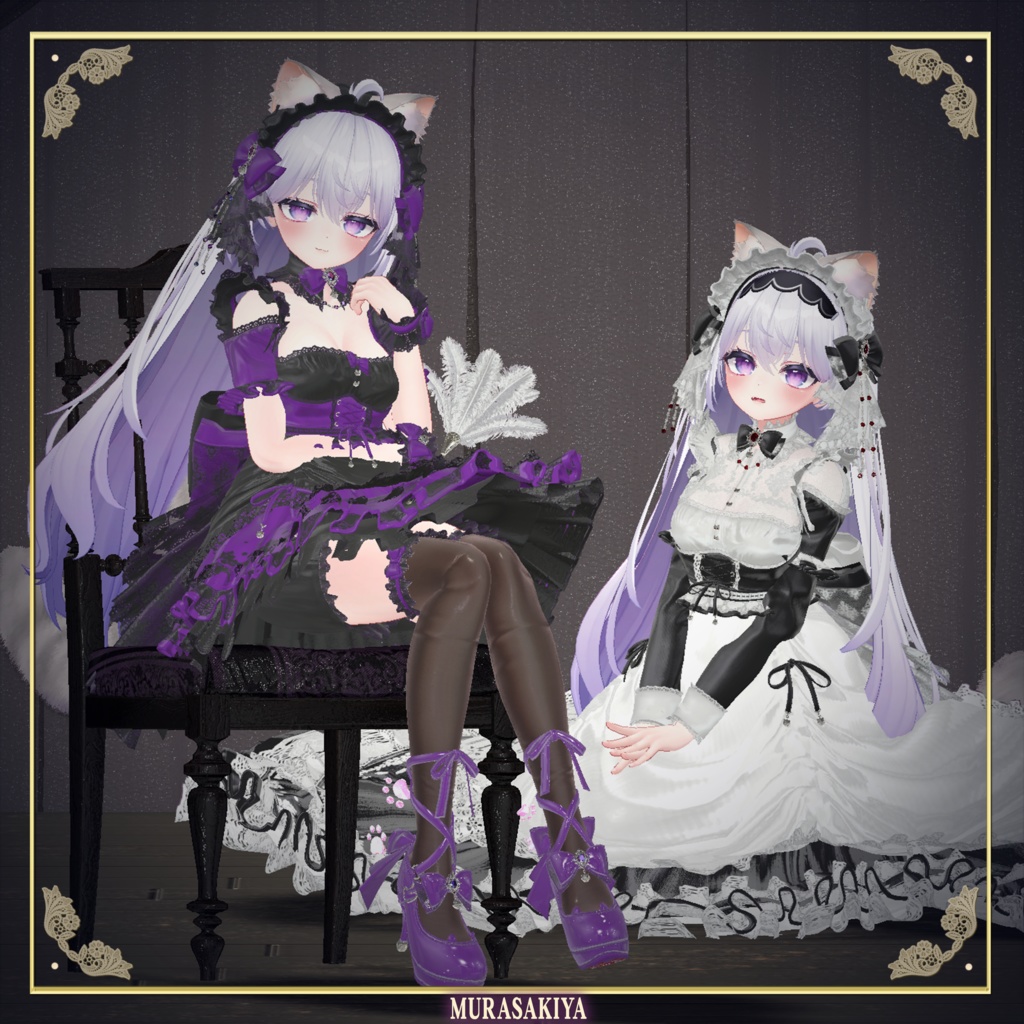 複数アバター対応 麗猫メイド Victorian Whiskers Maid 猫セット付 #MURASAKIYA