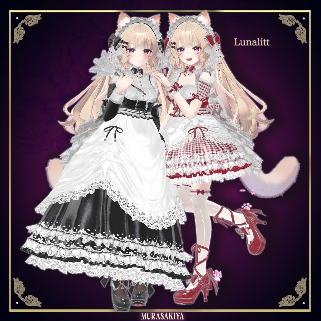 複数アバター対応 麗猫メイド Victorian Whiskers Maid 猫セット付 #MURASAKIYA