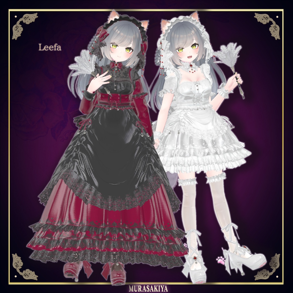 複数アバター対応 麗猫メイド Victorian Whiskers Maid 猫セット付 #MURASAKIYA