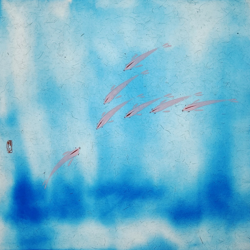 個人原創手繪作品《魚嬉戲》