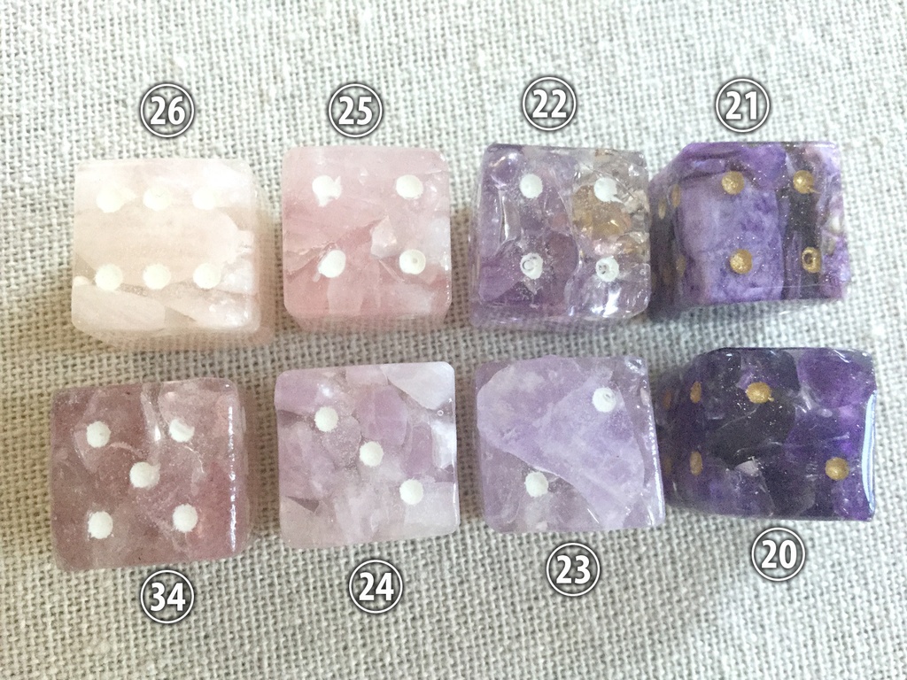 天然石さざれのダイス(D6・D8・D10・D12(惑星マーク))