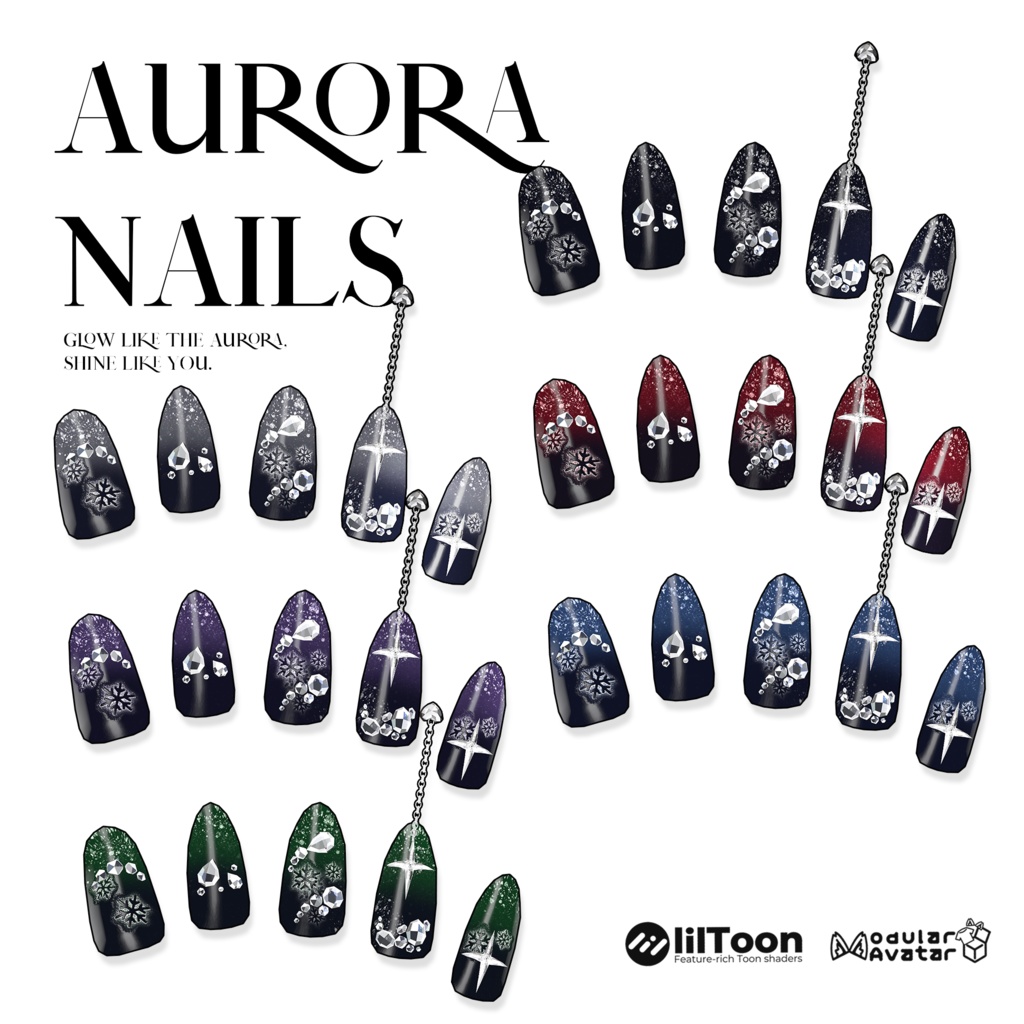 「⁺✶極光ネイル˚₊」Aurora Nails ♦【14アバター対応OK!】