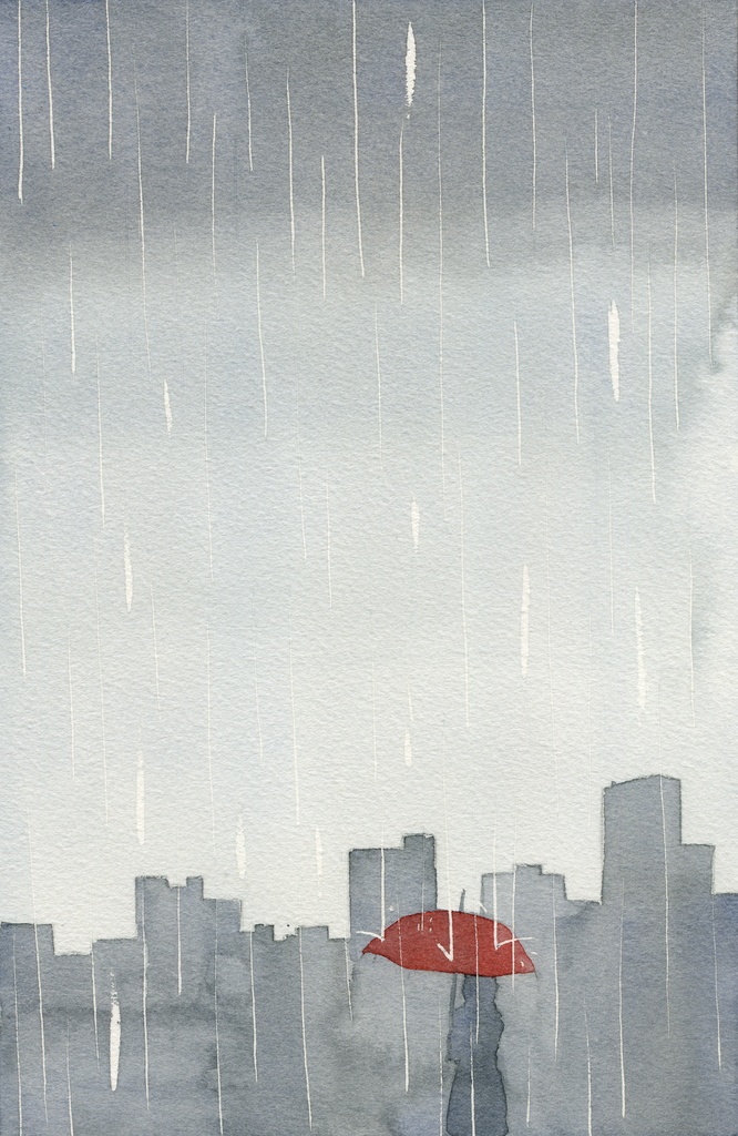 透明水彩原画 「雨」