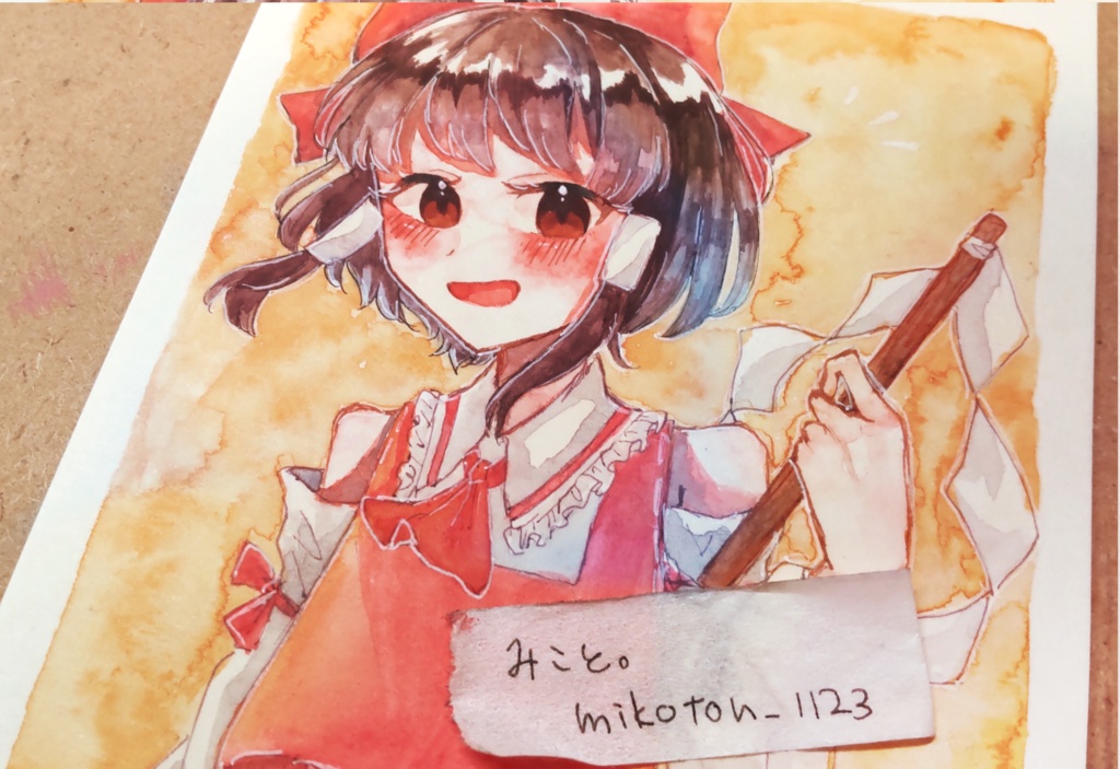 博麗霊夢 水彩原画 紅魔郷ver