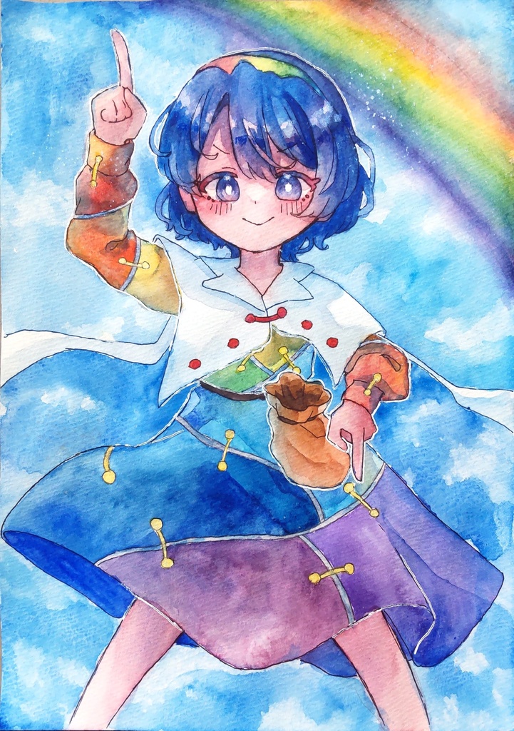 天弓千亦 額付き水彩原画