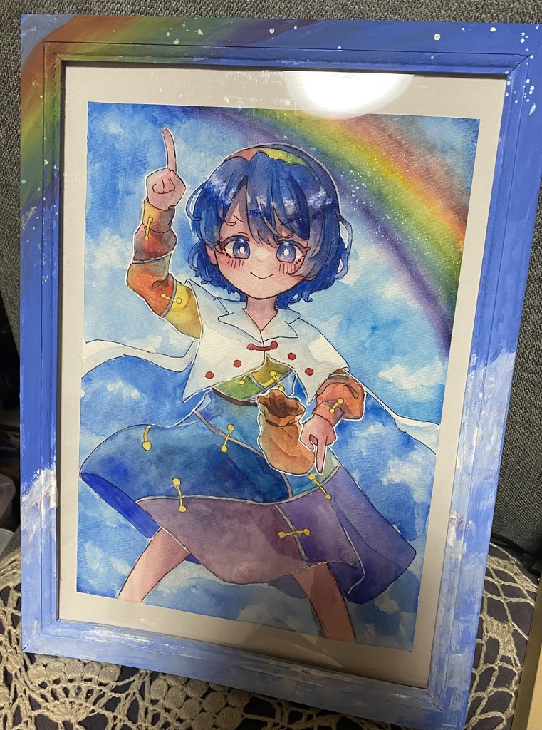 天弓千亦 額付き水彩原画