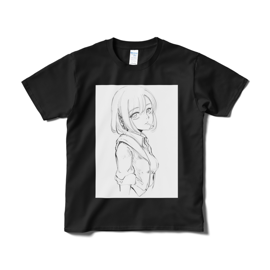 Tシャツ・黒「喫煙女子4」