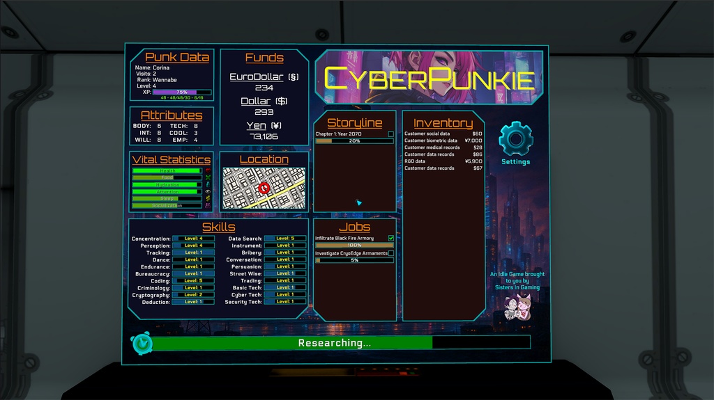 Cyberpunkie VRChat Persistent Idle Game Asset