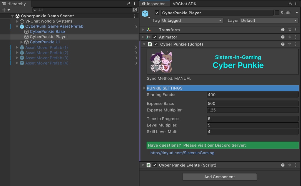 Cyberpunkie VRChat Persistent Idle Game Asset