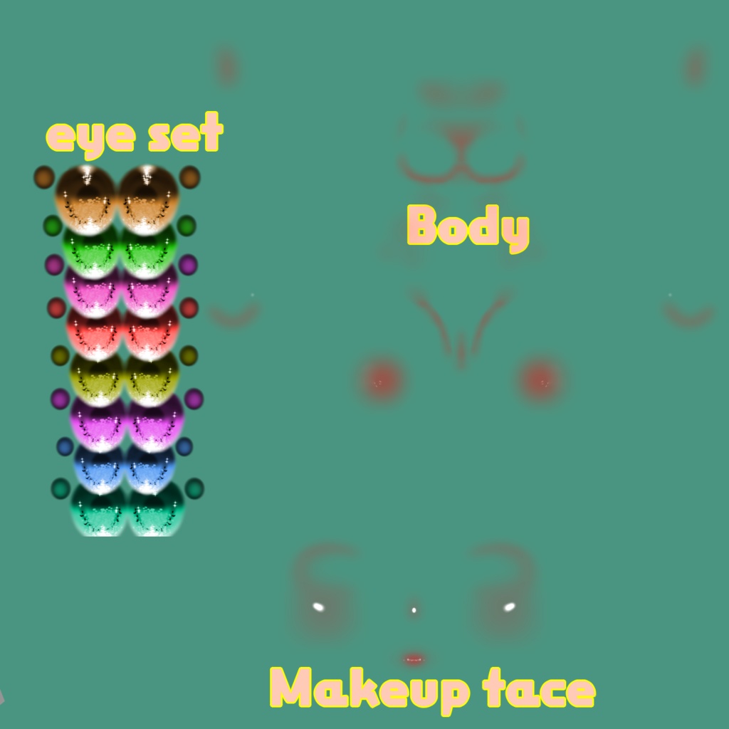 「幽怩」Yuni Makeup face , breast cleavage and eye set