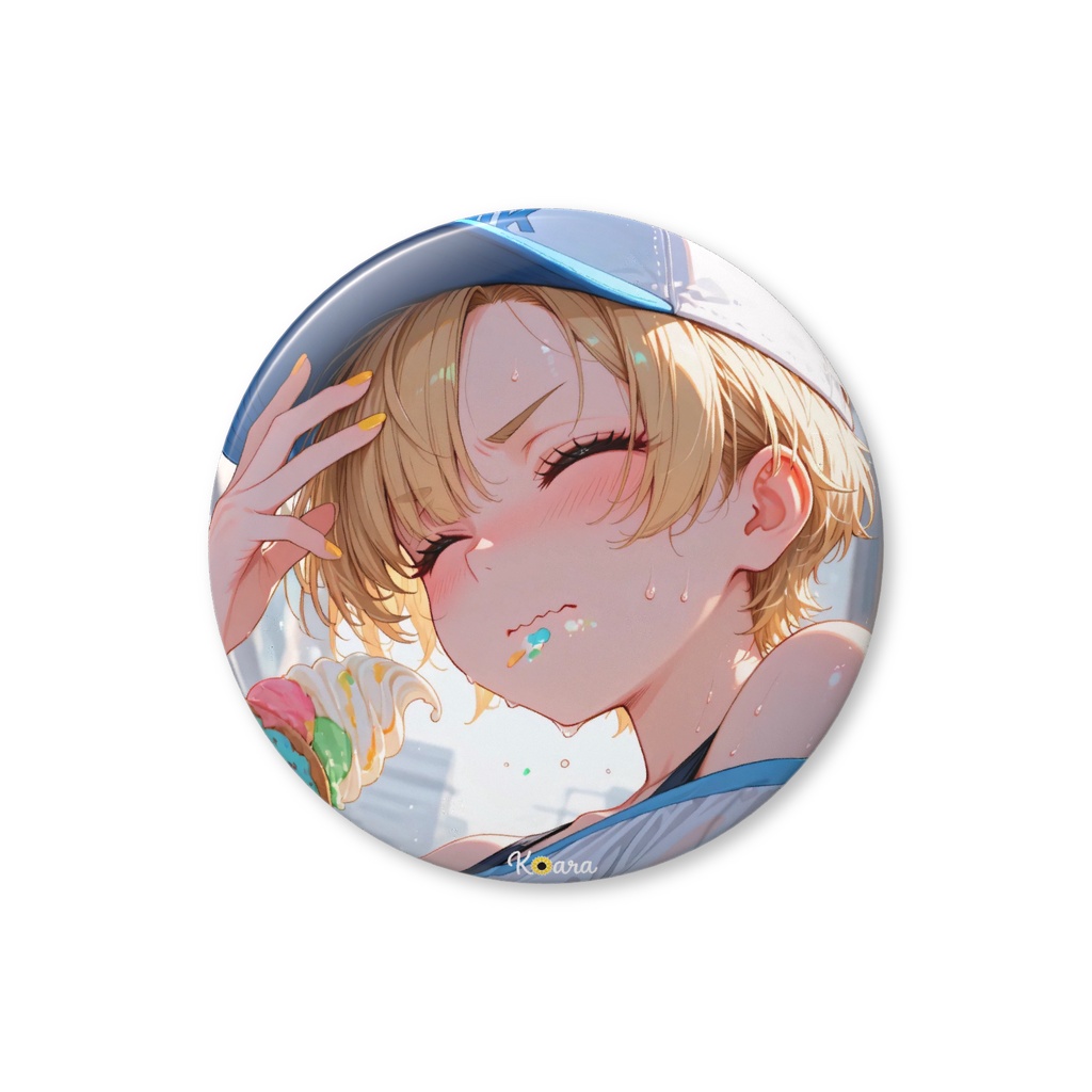 オリジナル缶バッジ 56mm アイスクリーム頭痛