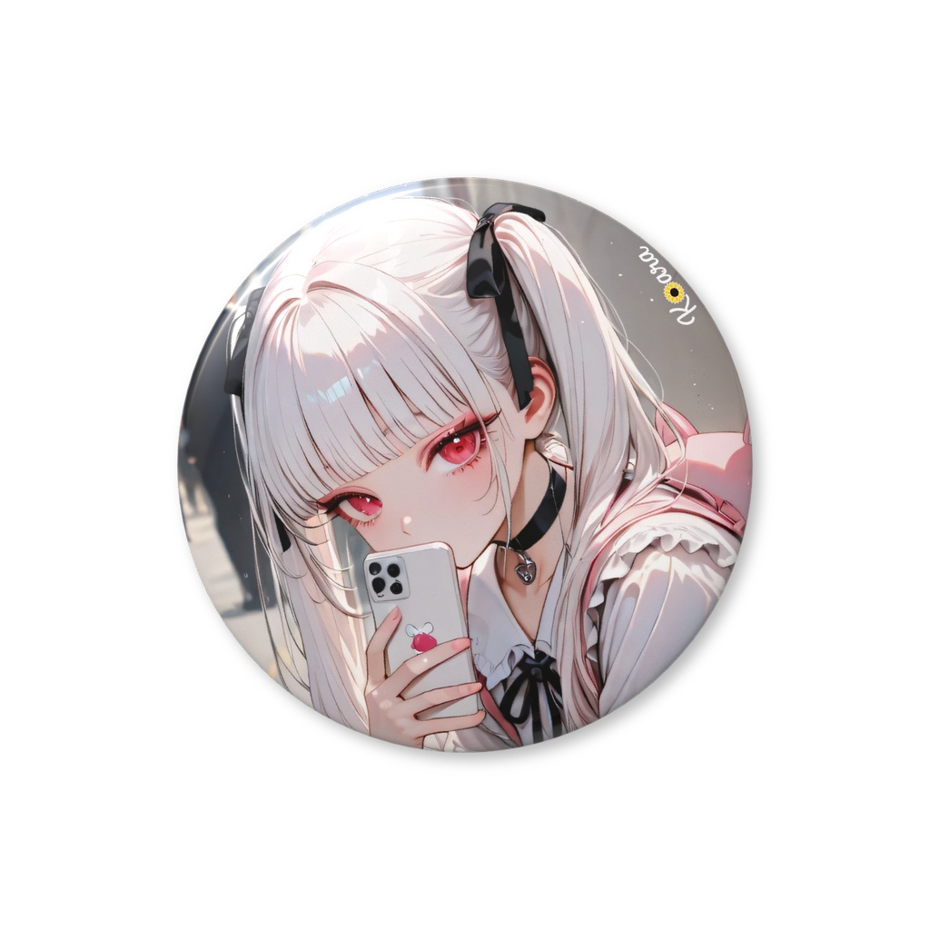オリジナル缶バッジ 56mm 白×地雷系