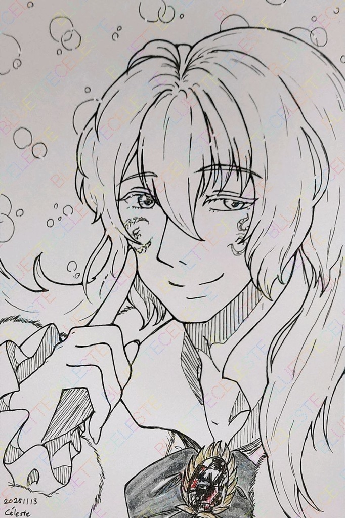 「髪をほどいて」　アナログモノクロ原画