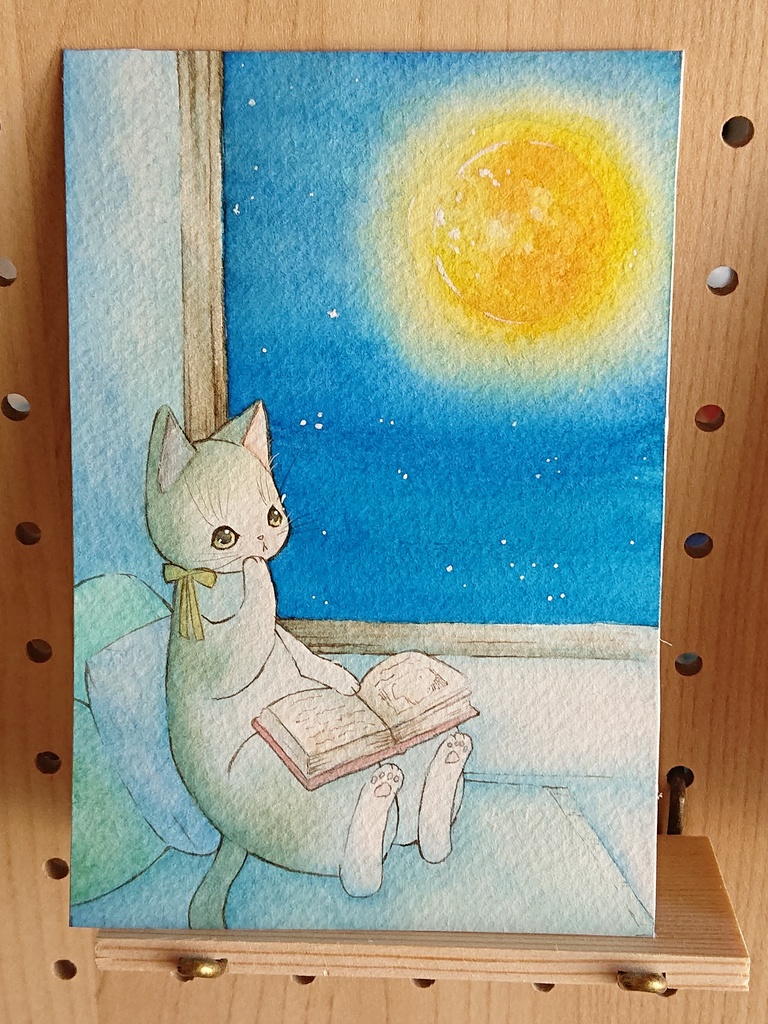 原画 物思いに耽る猫 黒猫工房 Booth