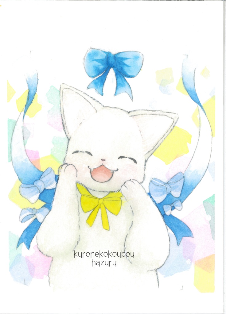 ドローイング『リボンと白猫』