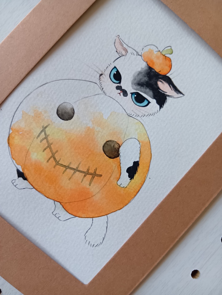 ハロウィンペーパーフレーム原画『かぼちゃの着ぐるみ』