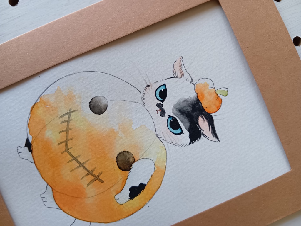 ハロウィンペーパーフレーム原画『かぼちゃの着ぐるみ』