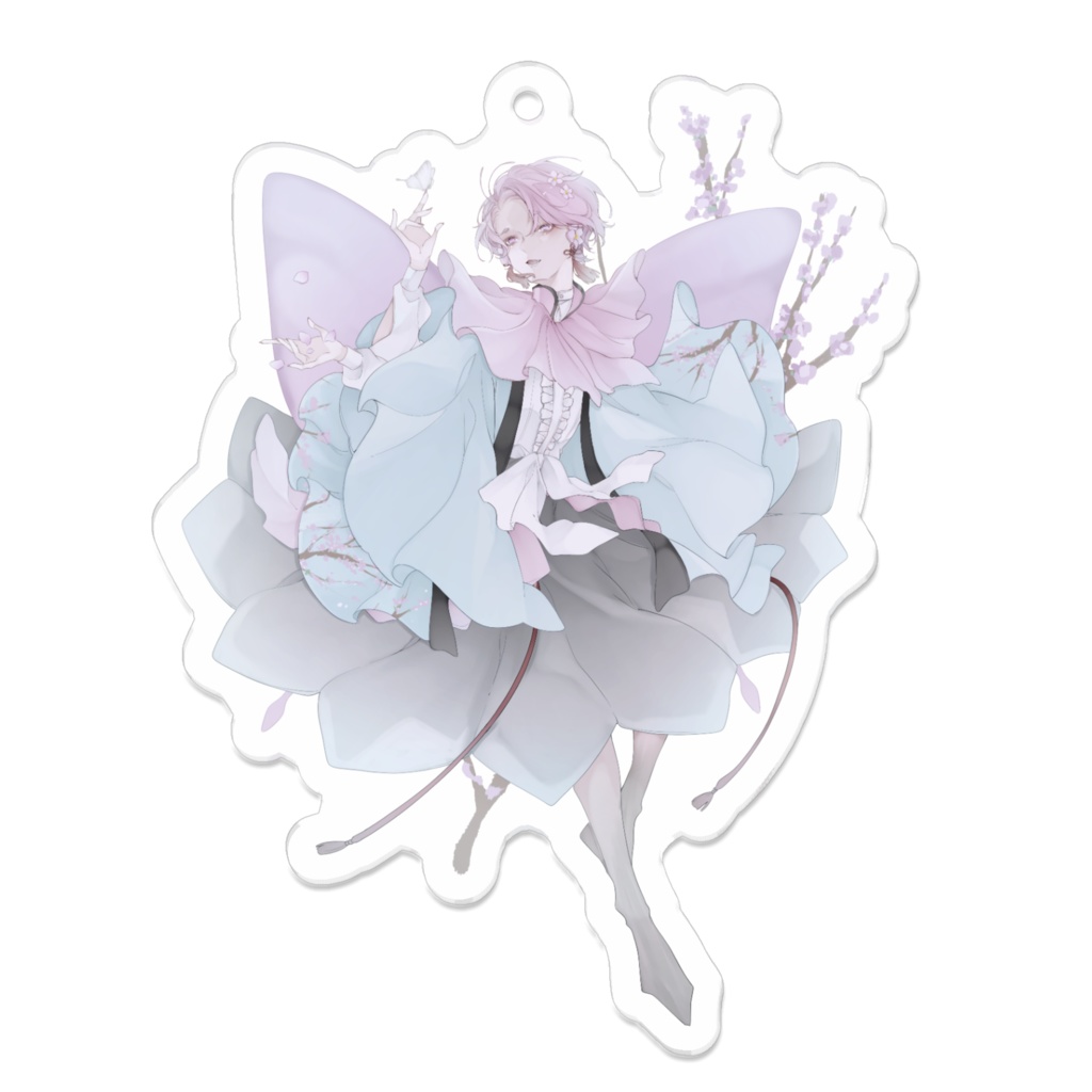 アクリルキーホルダー 蝶(桜)
