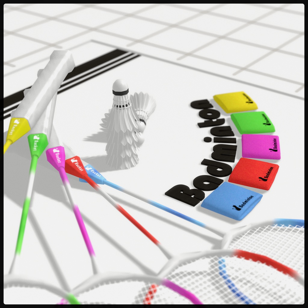 カラフルなバドミントンセット