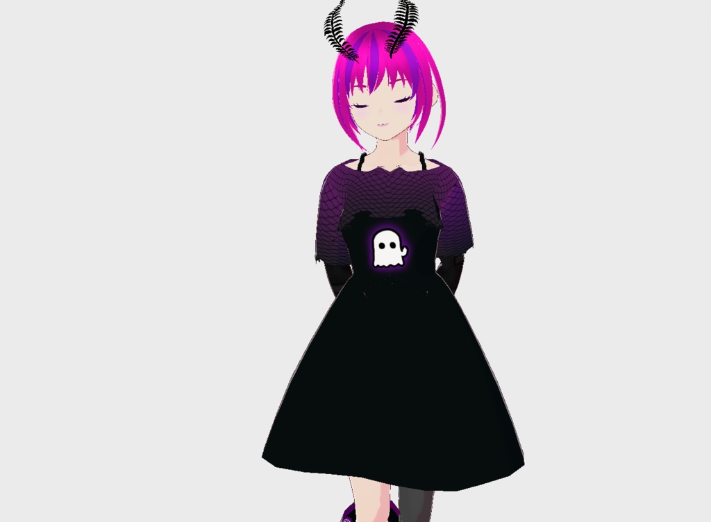 Gothic Ghost Witch dress with Fishnet top- Vroid