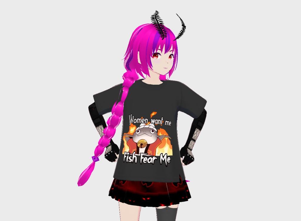 Women want me, Fish fear me Namazu shirt FFXIV - Vroid