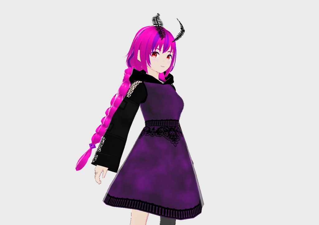 Vroid Spooky gothic Hooded dress with lace