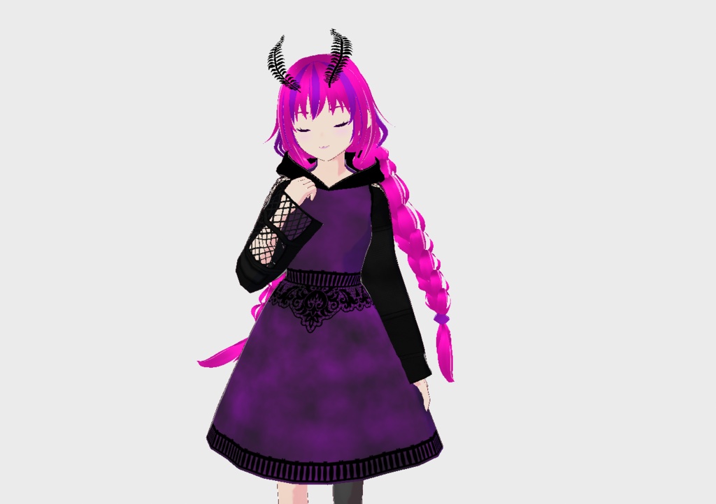 Vroid Spooky gothic Hooded dress with lace