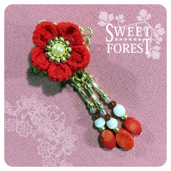 ドール用ちりめん細工：花かんざし12